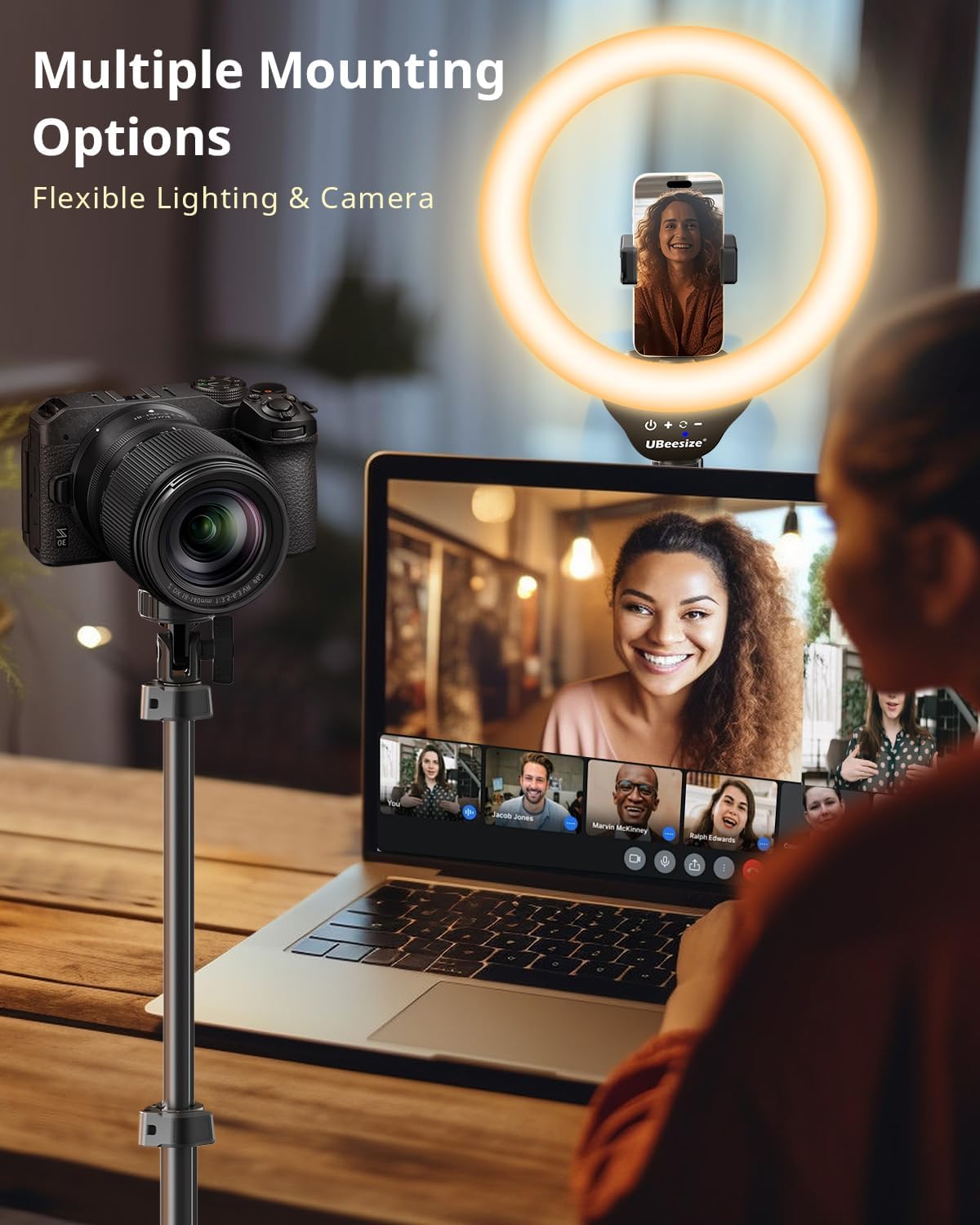 ubeesize 12'' selfie ring light with 62’’ tripod stand for video recording, live streaming(youtube, instagram, tik tok), compatible with phones, cameras and webcams