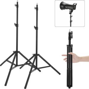 2 Pack adjustable 7ft Aluminum Photography Light Stand, Portable Light Tripod, for Lighting Stand Speedlight, Flash, Softbox,Strobe Light, Camera, Photographic Portrait