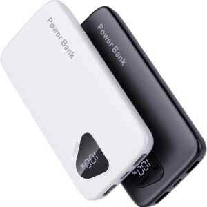 2025 2-Pack 12800mAh Portable Charger with Built in Cables, Travel Essential Battery Pack, 4 Outputs 2 Inputs Slim Power Bank with Cord Wires for iPhone 16/15/14, Samsung Galaxy S23/22, Pixel etc