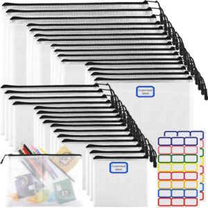 30pcs Multisize Mesh Zipper Pouch, YOPCDJ Lego Storage Organizer, 8 Sizes Waterproof Plastic Document Pouch, Bags for Travel Storage, Game, Office Supply and Home Organize