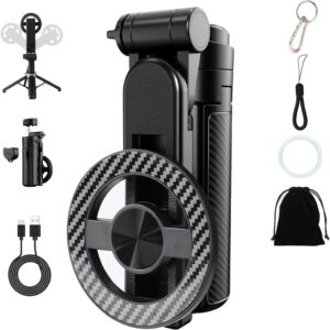 4-in-1 Multifunctional 360° Rotation Magnetic Selfie Stick Universal Magnetic Phone Tripod with Wireless Remote,Portable Extendable Mag Tripod,for Video Recording & Vlog,for iPhone & Android