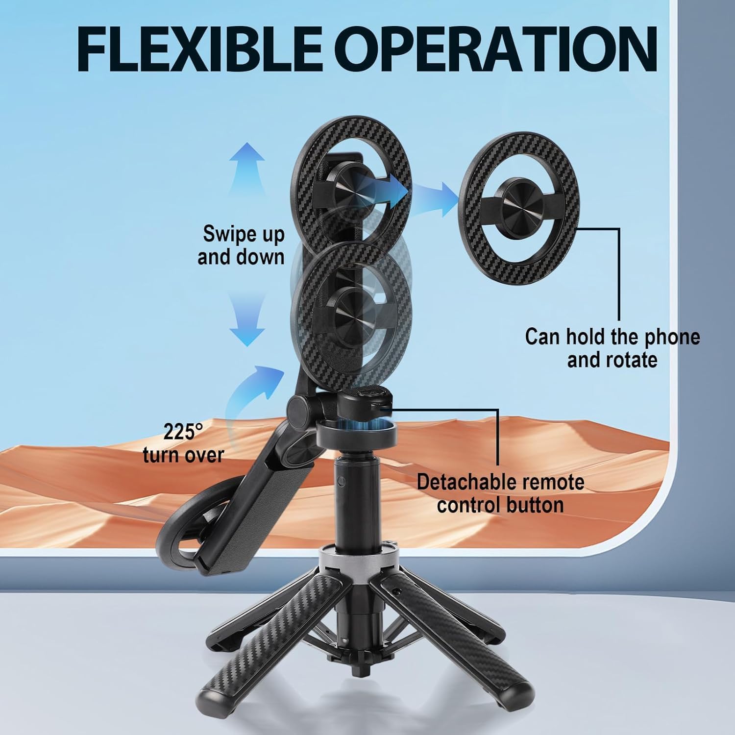 4 in 1 multifunctional 360° rotation magnetic selfie stick universal magnetic phone tripod with wireless remote,portable extendable mag tripod,for video recording & vlog,for iphone & android