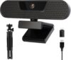 4K Webcam, Computer Camera with 4 Noise-canceling Microphones for Computer/Laptop/Mac, Privacy Cover and Tripod, Work with Video Conference, Live Streaming, Gaming, Video Calls, Zoom