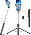 67" Selfie Stick Tripod, Portable Cell Phone Tripod with Wireless Remote Control, 360° Rotating Extendable All-in-1 Travel Stand for Selfies Video Recording Vlog, Compatible with iOS/Android, Black