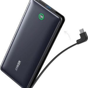 Anker Nano Power Bank 20K – 30W Fast Charging, Built-in USB-C Cable, Ultra-Compact 20000mAh Battery Pack for iPhone 16, 15, 14, 13, Samsung Galaxy S25, S24, S23, S22, iPad Air, Google Pixel, AirPods
