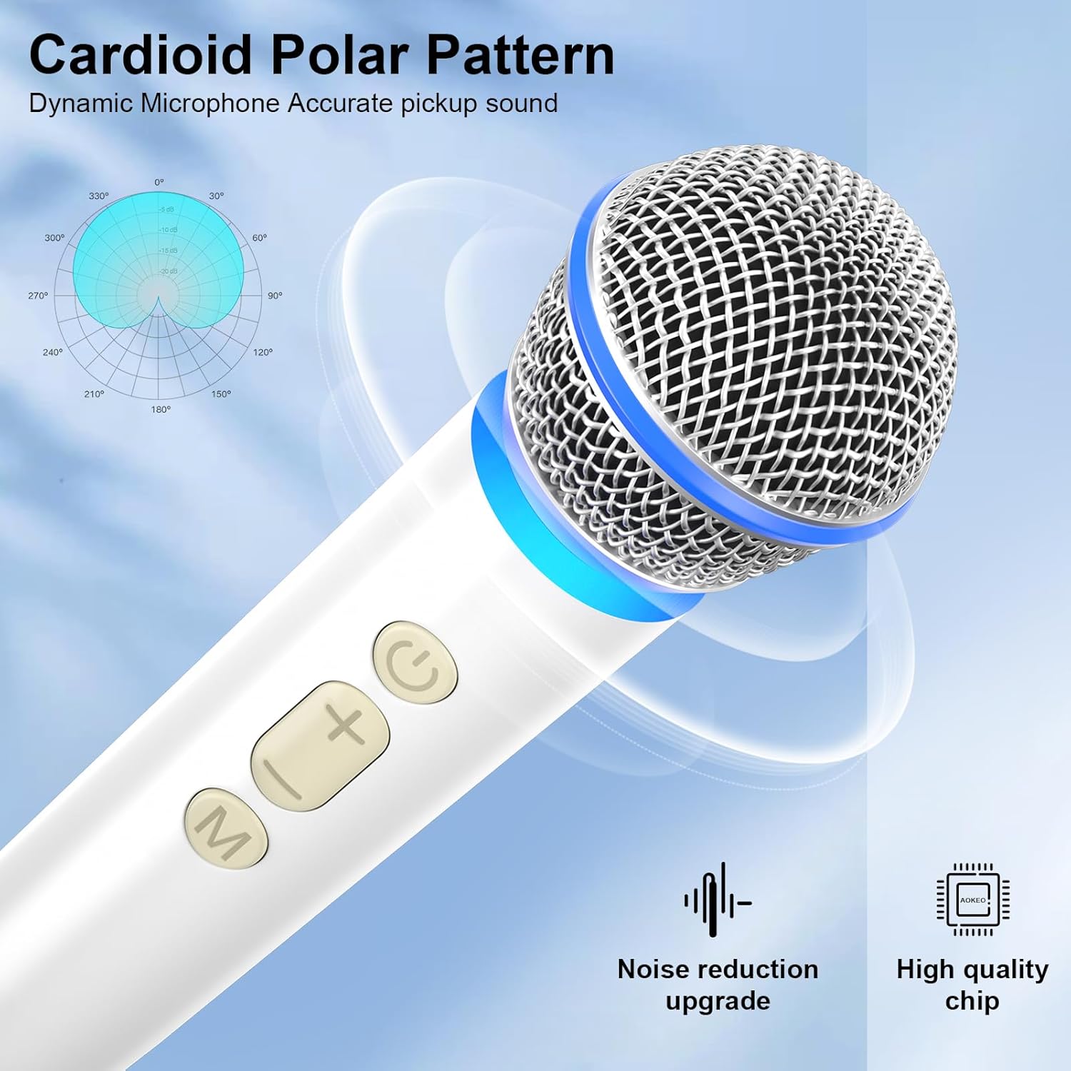 aokeo wireless microphone with rechargeable receiver,uhf dynamic handheld karaoke mic,100ft range, for amplifier speaker, mixer,singing, party,speech