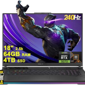ASUS ROG Strix G18 G814 Gaming Laptop 18" 2.5k (2560x1600) 240Hz (100% DCI-P3, 3ms) AMD 16-core Ryzen 9 9955HX (Beats i9-14900HX) 64GB RAM 4TB SSD GeForce RTX 5070 RGB Backlit WiFi6E Win11 ICP Hub