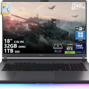 ASUS ROG Strix G18 G815 Gaming AI Laptop | 18" 2.5k IPS 240Hz (100% DCI-P3, 3ms) | Intel 24-Core Ultra 9 275HX | 32GB DDR5 1TB SSD | GeForce RTX 5060 | RGB Backlit Wi-Fi7 Win11 Pro w/DLCA Accessory