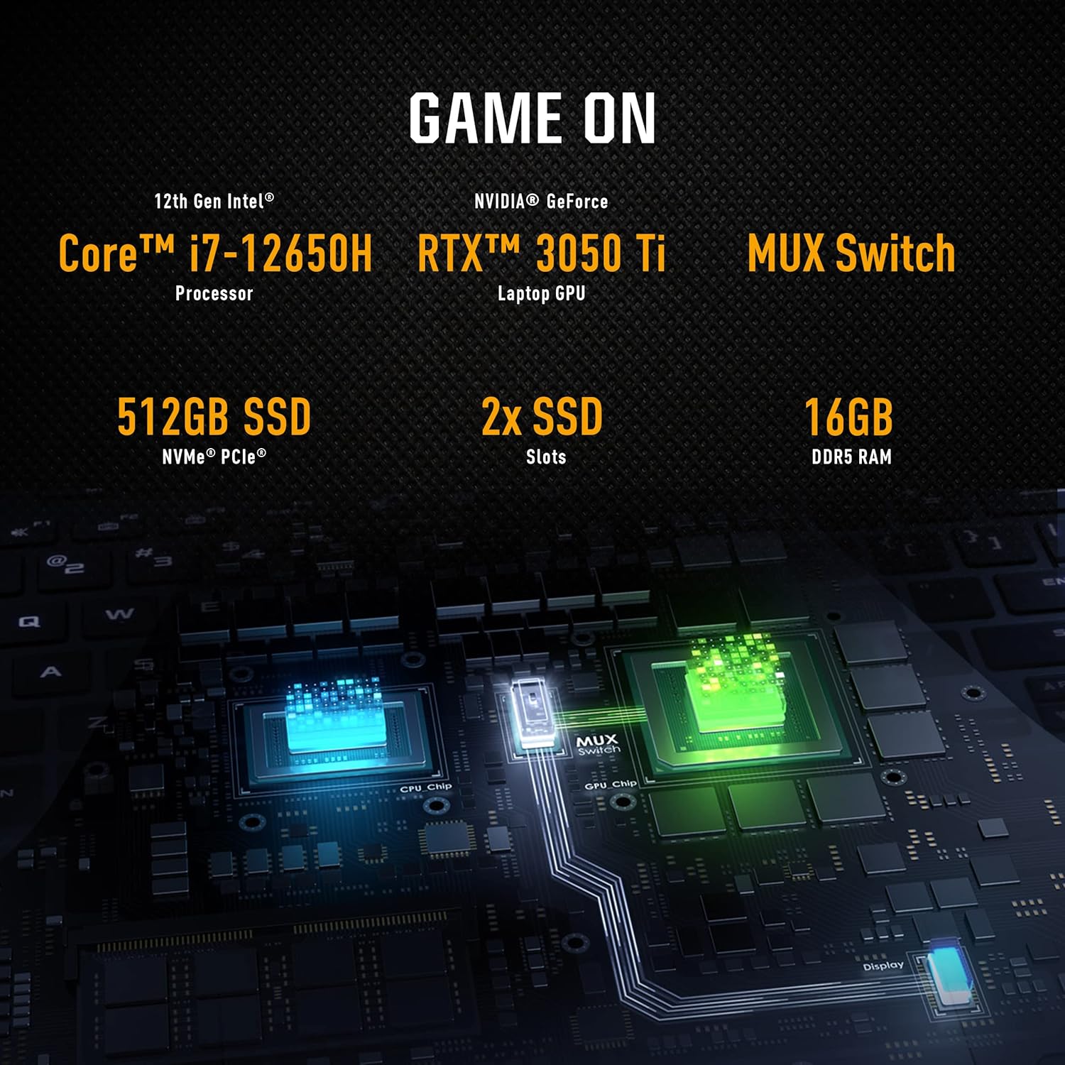 asus tuf dash 15 (2022) gaming laptop, 15.6” 144hz fhd display, intel core i7 12650h, geforce rtx 3050 ti, 16gb ddr5, 512gb ssd, thunderbolt 4, windows 11 home, off black, fx517ze es73