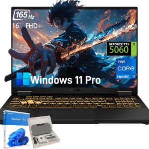 ASUS TUF F16 Gaming Laptop, NVIDIA RTX 5060(8GB GDDR7), Intel 16-Core i7 14th(Up to 5.2GHz), 16" FHD+ 165Hz Anti-Glare Display, WiFi 6E, Windows 11 Pro, 64GB DDR5, 4TB SSD, w/Accessories