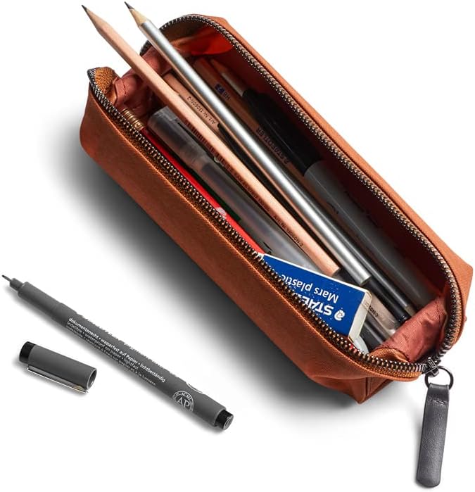 bellroy pencil case, work accessories, woven fabric (pens, cables, stationery and personal items) bronze