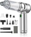 Car Vacuum,3 Suction Modes,Portable Mini Cordless Cleaner with 24000pa Suction Power,Type-C Charge,Handheld Vacuum for Home,Car, Office Desk, Keyboards(Bright Silver)