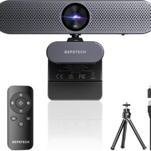 DEPSTECH 4K Webcam with Remote Control, Ultra HD Webcam with Microphones, Noise-Canceling, AutoFocus, Low-Light Correction, Privacy Cover, Web Camera for PC/Mac/Laptop/Desktop/Zoom/Teams