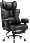 GTPLAYER Big and Tall Office Chair 400LBS Wide Ergonomic Gaming Chair with Deluxe Embossing Designed Leather with Foot Rest,150°Reclining Adjustable Soft Armrests Pocket Spring Back Support and Pillow
