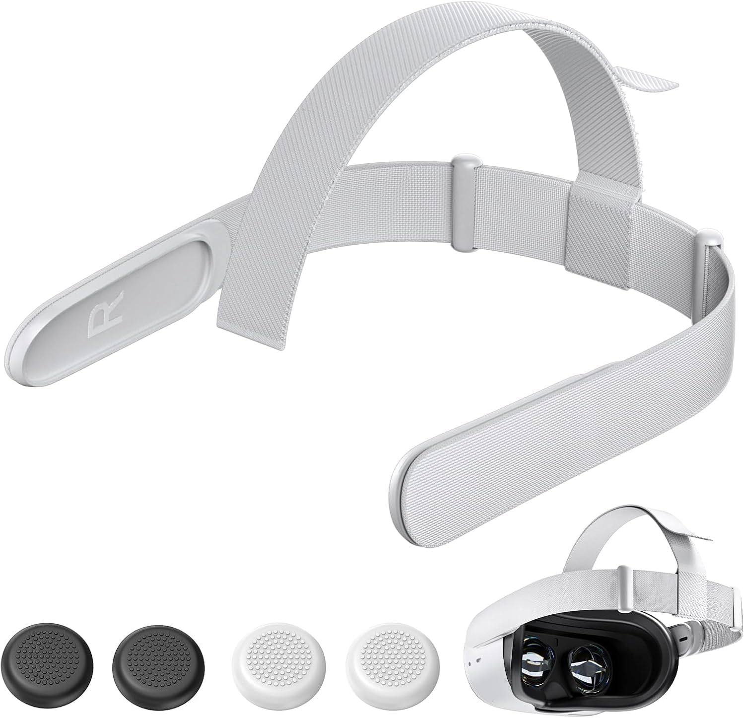 Head Strap for 0culus Quest 2 Headset, Replacement Headband for Quest 2, Comes with 4 Controller Thumb Grip Covers, Head Strap for Quest 2