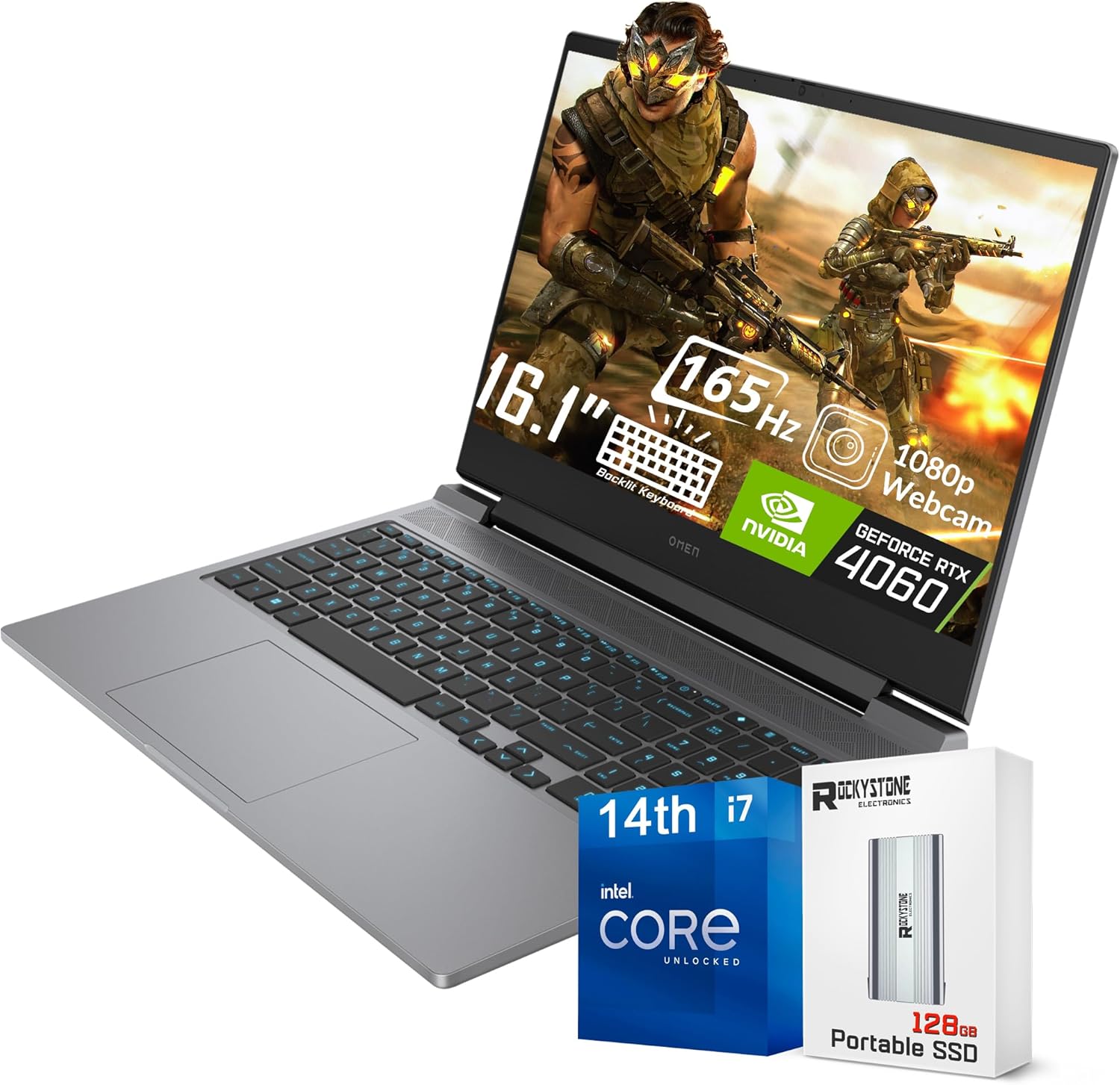 HP OMEN 16 Gaming Laptop, 16.1 165Hz FHD LED Display, Core i7-14650HX(>i9-13900H, 5.20 GHz), GeForce RTX 4060, 1 Zone RGB Backlit Keyboard, 1080p Webcam, Windows 11 Pro, Gray(32GB DDR5 RAM | 2TB SSD)