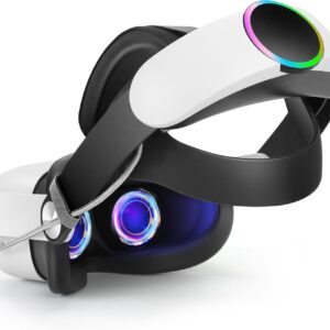 Hurra Head Strap with Battery for Oculus Quest 2, 10000mAh Fast Charging Battery Pack Extend 8H Playtime, Adjustable Elite Strap Replacement with RGB Light Enhanced Comfort Support & Balance in VR
