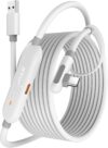 Maxonar VR Charging Link Cable 16FT (Next-Gen Chip) Compatible with Meta Quest 3S/Quest 3/Oculus Quest 2/Pico 4 Accessories and PC/SteamVR, Awesome Gift-5Gbps USB 3.0 to USB C Cable-White