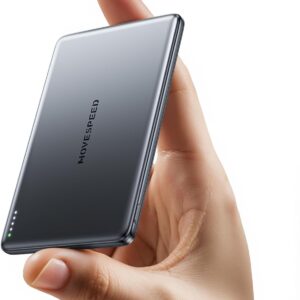 MOVE SPEED 0.3'' Ultra Slim MagSafe Portable Charger, 5000mAh Magsafe Battery Pack iPhone 17 Air Accessories, Magnetic Power Bank with USB C Port for iPhone 17 Pro Max Air/16/15/14/13/12, Glacier Gray