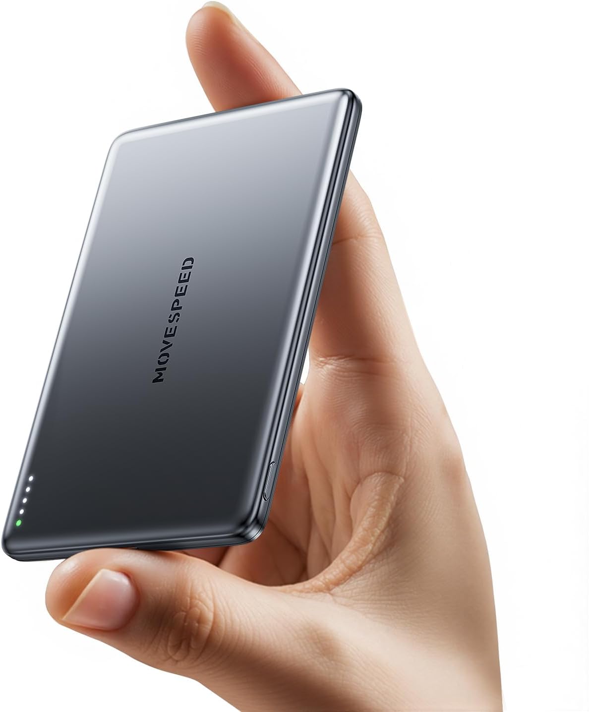 MOVE SPEED 0.3'' Ultra Slim MagSafe Portable Charger, 5000mAh Magsafe Battery Pack iPhone 17 Air Accessories, Magnetic Power Bank with USB C Port for iPhone 17 Pro Max Air/16/15/14/13/12, Glacier Gray