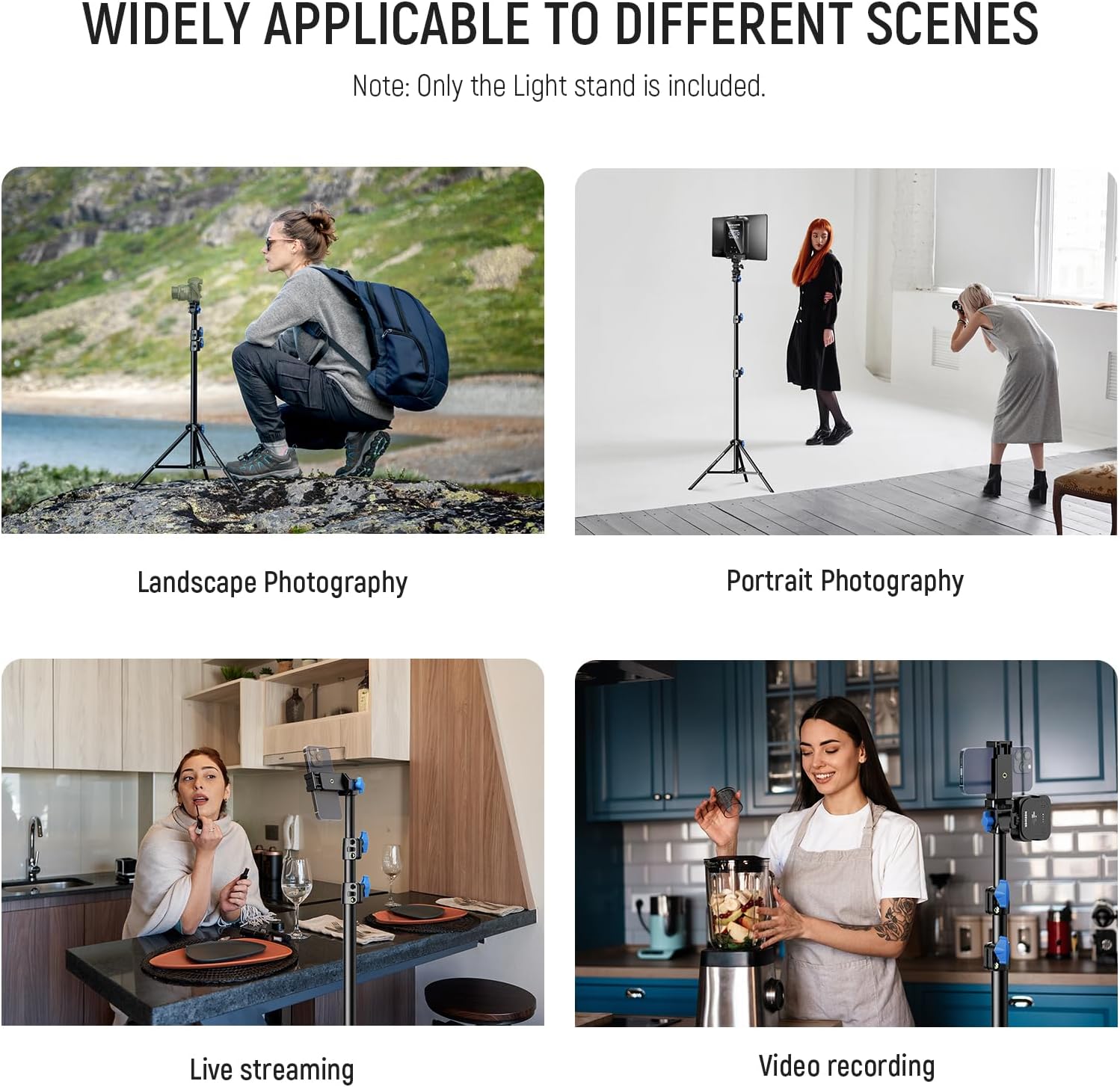 neewer 28" 61"/72 155cm photography light stand with 180° & 360° adjustable head, aluminum portable video tripod stand with 1/4" screw & cold shoe for led video light, ring light, flash, mic, st155a