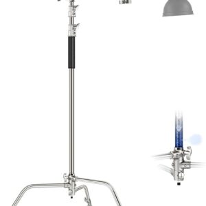 Neewer Heavy Duty Light Stand, Metal 11.15ft/3.4m Adjustable Photography Tripod C Stand with Boom Arm Built in Spring Cushion 1/4" Screw for Studio LED Light, DSLR Camera, Max Load: 22lb/10kg, Black