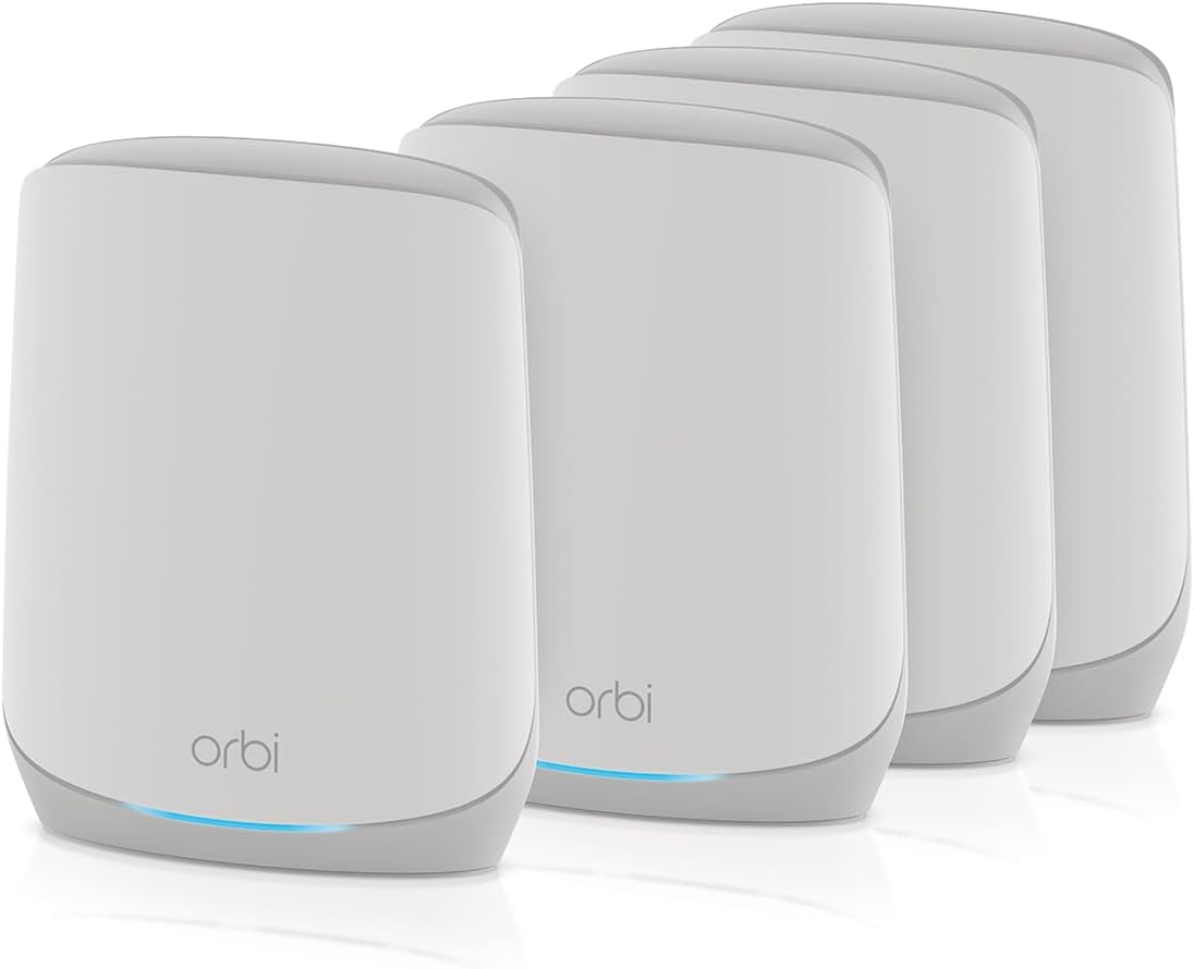 NETGEAR Orbi Whole Home Tri-Band WiFi 6 Mesh Network System (RBK754P) – Router with 3 Satellite Extenders, Security Features, Coverage up to 10,000 sq.ft., 75 Devices, AX5200 (Up to 5.2Gbps)