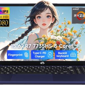 NIMO 15.6" IPS FHD-Gaming-Laptop, AMD 8 Cores Ryzen 7 7735HS 16GB DDR5 RAM 1TB SSD (Beats i7-12650H) Computer with Radeon 680M 100W Type-C Backlit Keyboard Fingerprint, for Gaming Business
