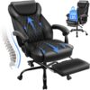 Office Chair, Big and Tall Office Chair with Foot Rest Ergonomic Chair for Home Desk, Reclining High Back Leather Chairs with Lumbar Support(Black)