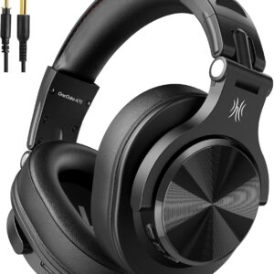 OneOdio A70 Bluetooth Over Ear Headphones, Wireless Headphones with 72H Playtime, Hi-Res, Built-in Mic, 3.5mm/6.35mm Wired Audio Jack for Studio Monitor & Mixing DJ Guitar AMP, Computer Laptop PC