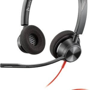 Poly Blackwire 3320 Wired Headset (Plantronics) – Flexible Microphone Boom – Hi-fi Stereo - Connect to PC/Mac via USB-C or USB-A - Works with Teams/Zoom - Amazon Exclusive