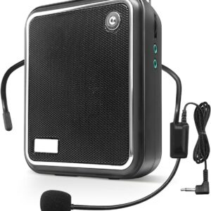 Portable Voice Amplifier,10W Bluetooth Rechargeable Personal Voice Amplifier with Wired Microphone Headset,PA System Speaker for Teaching/Meeting/Outdoors (S50 Wired Headset Microphone Black)