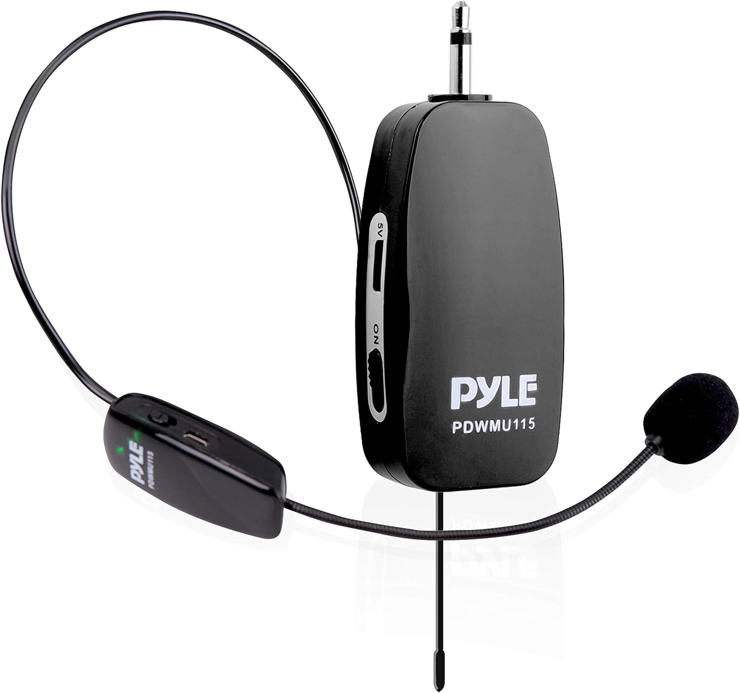 Pyle UHF All-Purpose Wireless Microphone System - Portable Professional Cordless Microphone Wireless Mic Kit w/ Headset Mic, Receiver Unit - Karaoke, Conference, DJ Party - Pyle PDWMU115