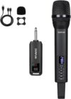Rechargeable Wireless Microphone, Pro Handheld Cordless Mics System Dynamic with Echo Treble BASS VOL Control for Karaoke Singing Church Party, 1/4'' Output, D240, Black