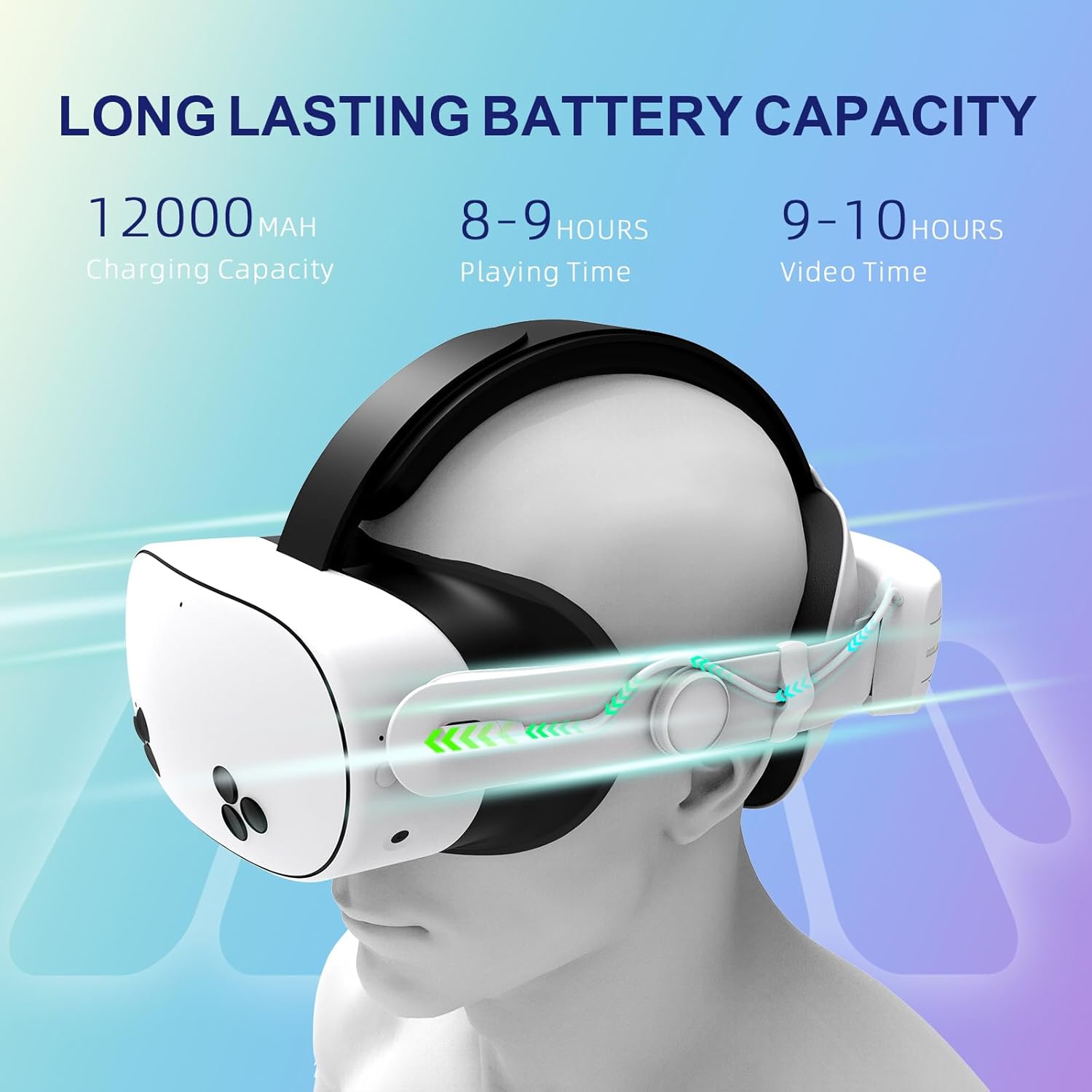 rgb comfort battery head strap 12000mah for meta quest 3s not for quest 3 adjustable battery pack strap enhanced support and balance in vr