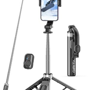 Selfie Stick & Phone Tripod, All in 1 Selfie Stick with Remote, Phone Travel Tripod Stand for Video Recording, Live Streaming, Photograph, Group Photo, Vlog Compatible with All Cellphones