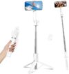 Sensyne 53" Selfie Stick for Phone, Extendable Travel Tripod with Detachable Remote for Photography, Selfies, Compatible with All Cell Phones, White
