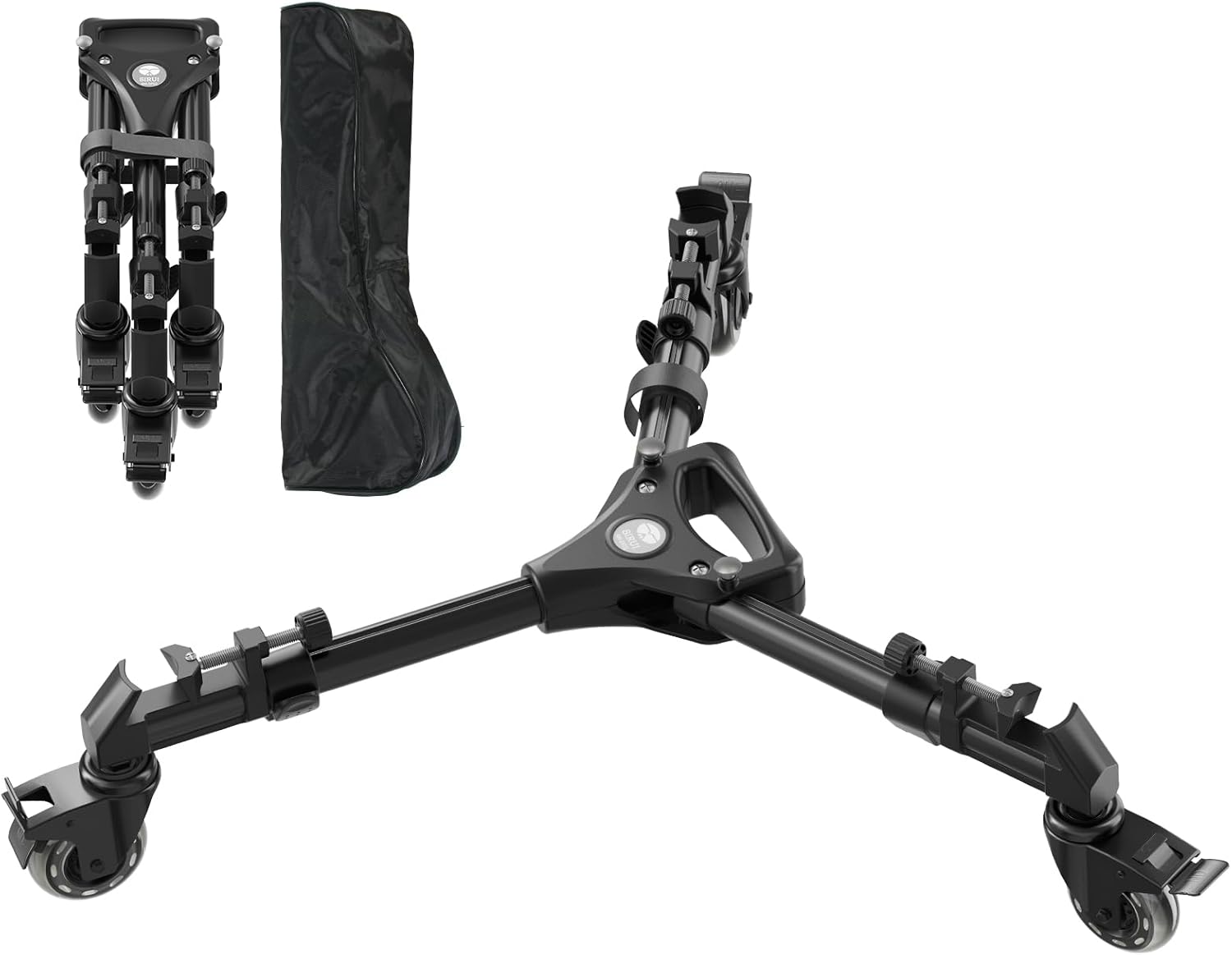 SIRUI Photography Tripod Dolly, Heavy Duty Universal Tripod Wheels with 3" Rubber Wheel, Adjustable Legs, 33lbs Capacity for DSLR Cameras Camcorder Photo Video Lighting (AM-DF02)