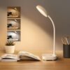 Small Battery Powered Desk Lamp,Wireless Portable Reading & Office Lamp,400LM Rechargeable LED Light,3 Colors (White/Warm White/Warm),360°Gooseneck Hose,Adjustable brightness,20 LED for Bedroom & Desk