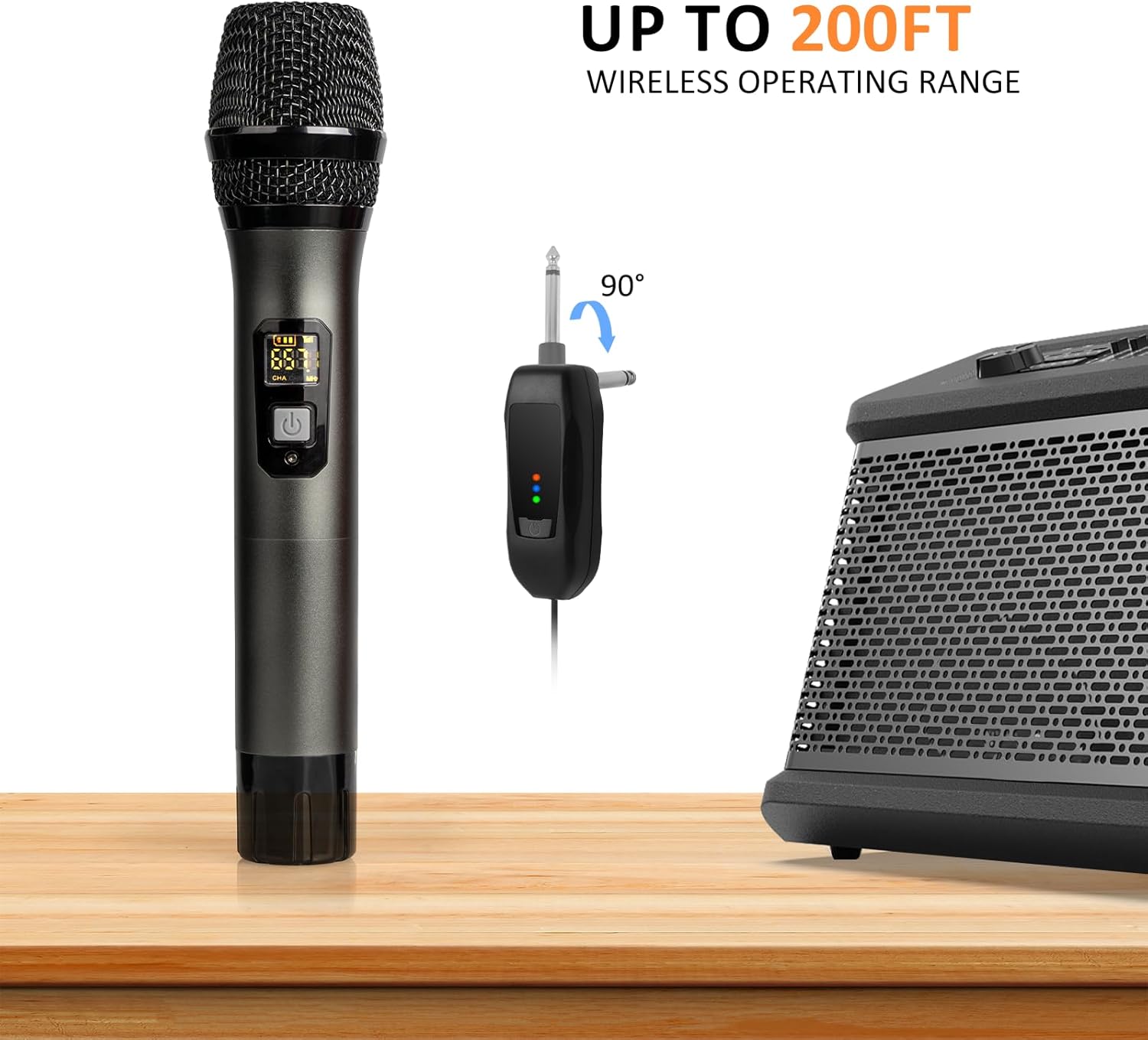 soundgeek wireless microphone uhf metal dual handheld mic with rechargeable receiver 200ft range, microphone for singing, karaoke, church, speech, wedding, party singing (1 mics, gray)