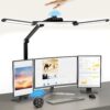 Table Lamp, LED Desk Lamp with Clamp and Base, Architect Desk Lamp for Home Office with Remote Control, 24W Ultra Bright Desk Light with Gesture Sensor Switch, Memory Function, Eye Caring Table Light