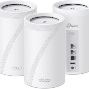 TP-Link Deco BE67 Tri-Band WiFi 7 BE14000 Whole Home Mesh System | 8-Stream 14Gbps | 1×10G+1×2.5G Multi-gig Wired Backhaul | Up to 8100 Sq.ft | VPN, HomeShield, MLO, 320 MHz, AI-Roaming (3-Pack)