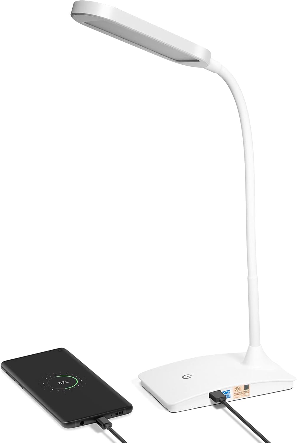 TW Desk Lamps for Home Office - Super Bright Small Desk Lamp with USB Charging Port, a Perfect LED Desk Light as Study Lamp, Bedside Reading Lights, White
