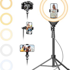 UBeesize 12'' Selfie Ring Light with 62’’ Tripod Stand for Video Recording, Live Streaming(YouTube, Instagram, TIK Tok), Compatible with Phones, Cameras and Webcams
