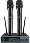 VeGue Wireless Microphone, Metal Dual Professional UHF Cordless Dynamic Mic Handheld Microphone System for Home Karaoke Party, Meeting, Church, DJ, Wedding, Home KTV Set
