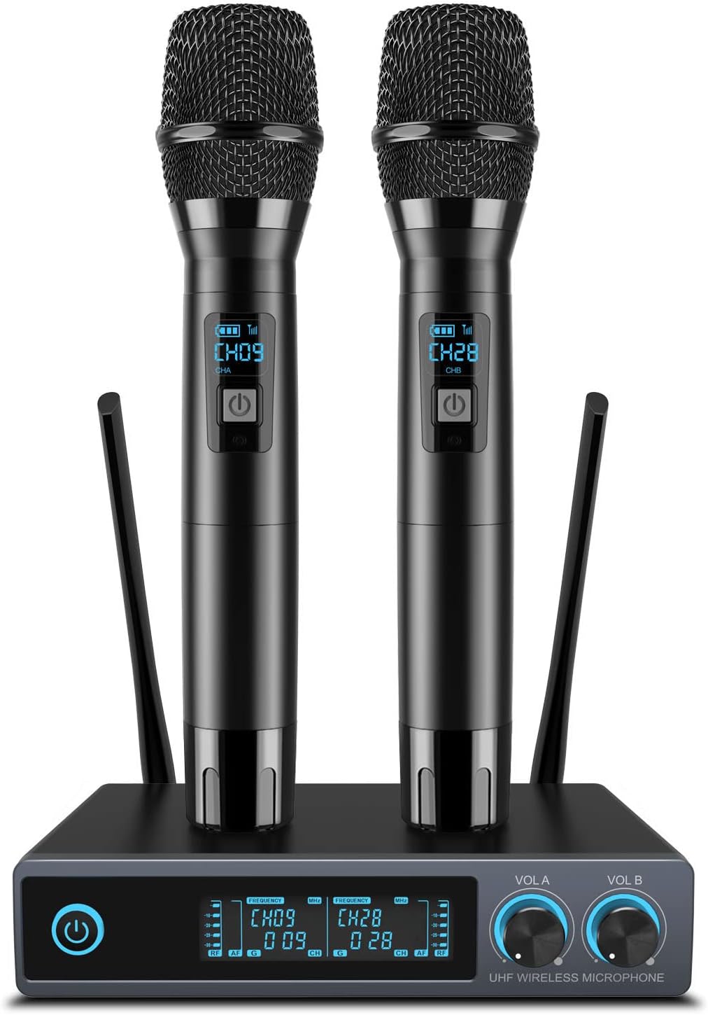 VeGue Wireless Microphone, Metal Dual Professional UHF Cordless Dynamic Mic Handheld Microphone System for Home Karaoke Party, Meeting, Church, DJ, Wedding, Home KTV Set
