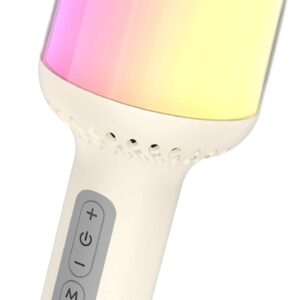 Wireless Bluetooth Karaoke Microphone with Dynamic Lights, Portable Handheld Mic, 6 Sound Effects, 10H Battery, Perfect for Kids Singing, Home Parties, Duet - Gift Idea, Works with All Smartphones
