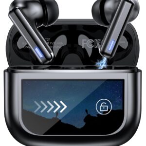 Wireless Earbuds Bluetooth Headphones, Ear Buds with Touch Screen, ANC ENC Noise Cancelling Transparency Mode, 40H Stereo Deep Bass, IPX7 Waterproof, Clear Calls, 5 EQ for iOS Android (Black)