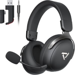 Wireless Gaming Headset Compatible with PS5/4, PC, Quest 3S/3/2, up to 80-hr Battery, 2.4Ghz USB Gaming Headphones with Bluetooth, 7.1 Virtual Surround Sound – Vega Q1