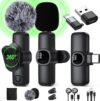 Wireless Lavalier Microphone for iPhone/Android Phone/Laptop/PC, IUMAKEVP 360° Adjustable Clip on Microphone with 100FT Transmission Distance and Noise Cancellation for Vlog, Interview, TikTok (2 Mic)